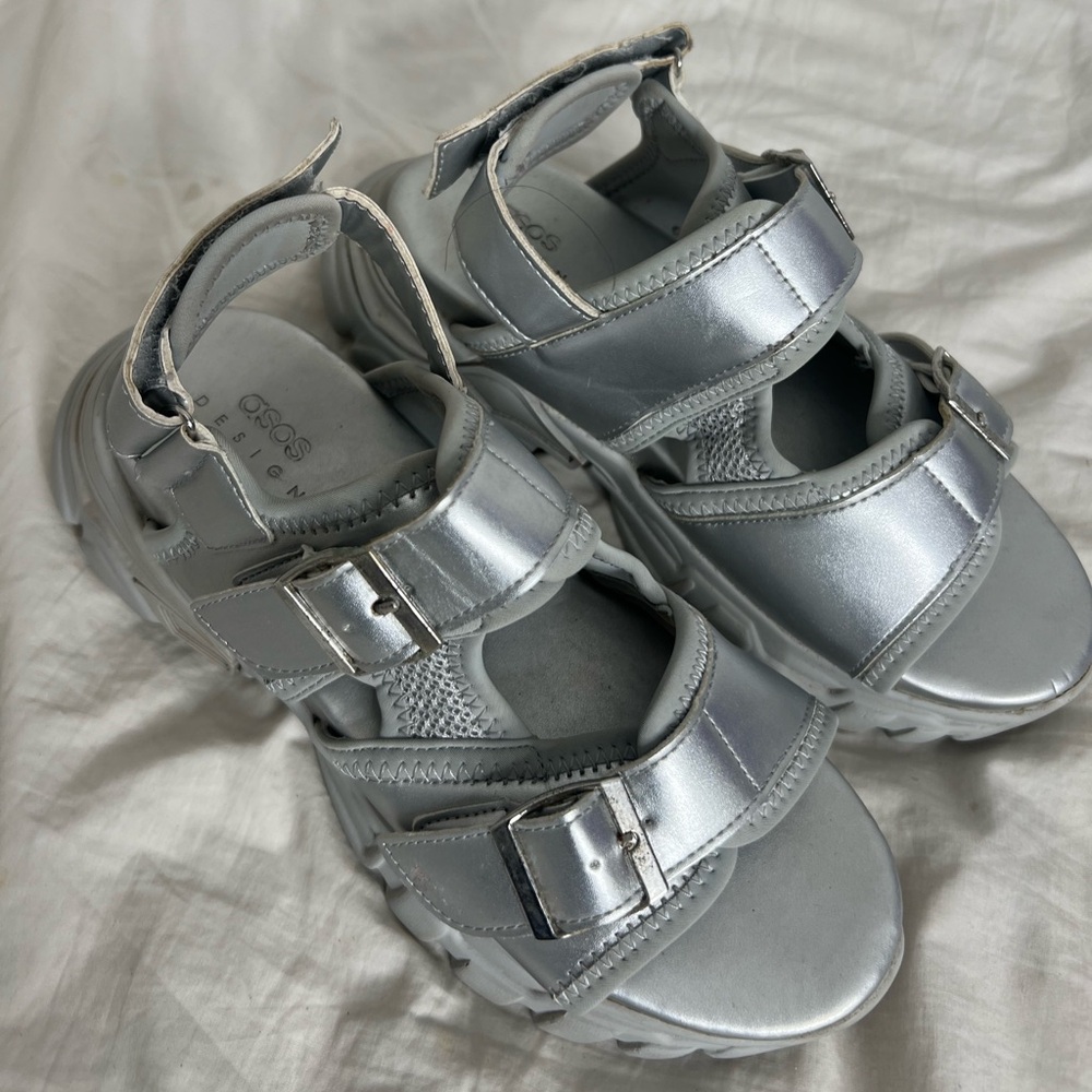 ASOS Silver chunky buckle gladiator sandals